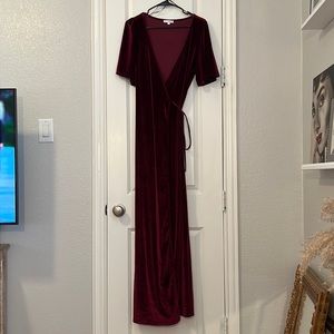 Velvet wrap dress-wine
